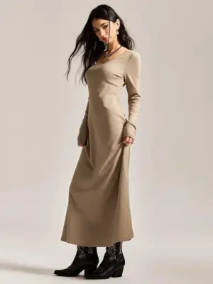 Women's High Neck Knit Maxi Dress