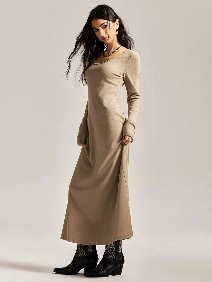 Easelle Women High Neck Knit Maxi Dress
