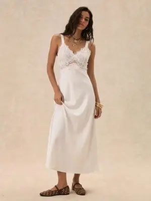 Women's Satin Lace Maxi Dress